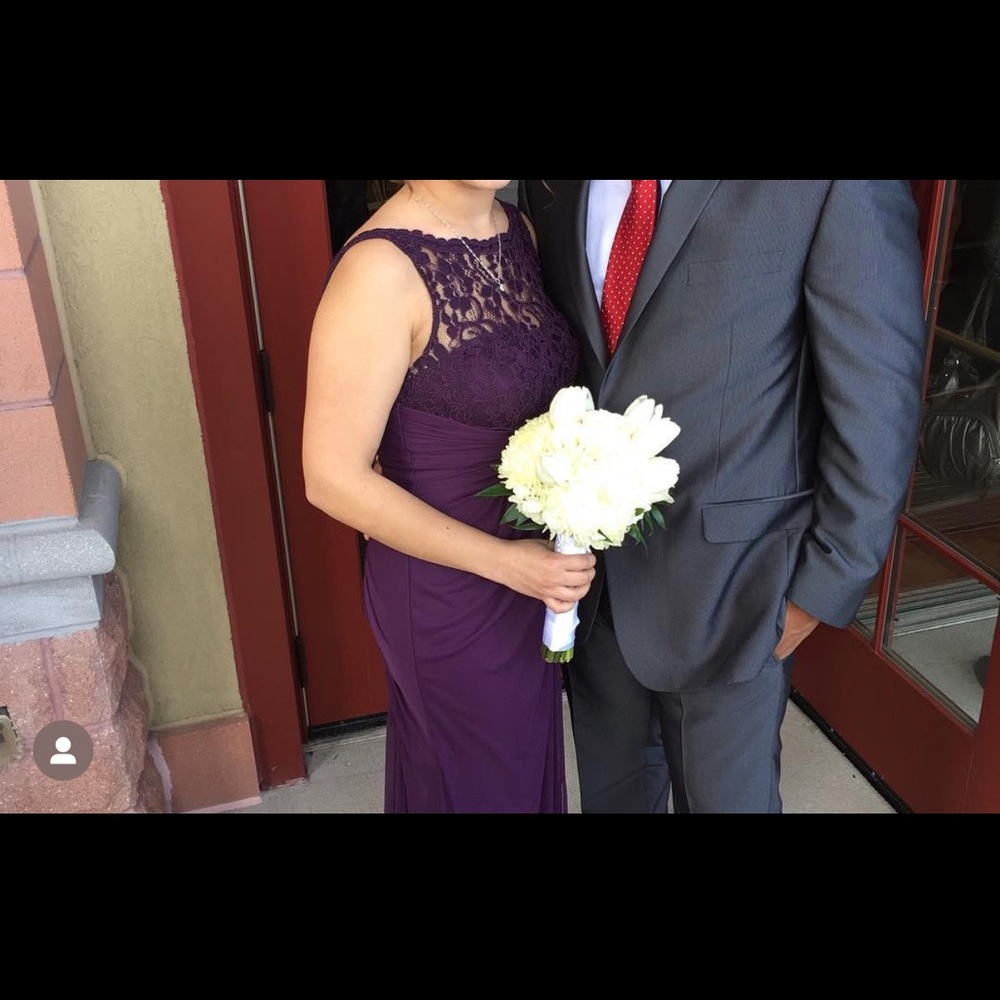 Purple David’s bridal dress. Worn once. Great condition